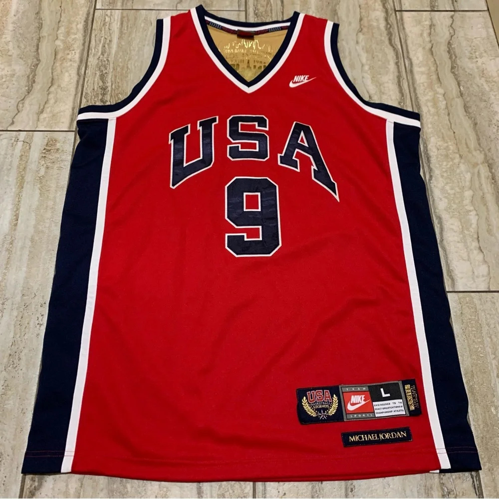 Michael Jordan Nike 1984 OLYMPIC AWAY JERSEY LARGE RED AUTHENTIC RARE